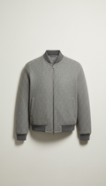 Lightweight Wool Bomber Jacket with Hidden Zip